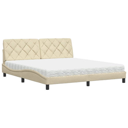 Seng med madras 180x200 cm stof cremefarvet