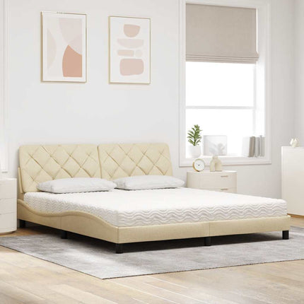 Seng med madras 180x200 cm stof cremefarvet