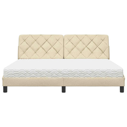 Seng med madras 180x200 cm stof cremefarvet