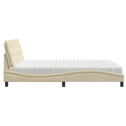 Seng med madras 180x200 cm stof cremefarvet