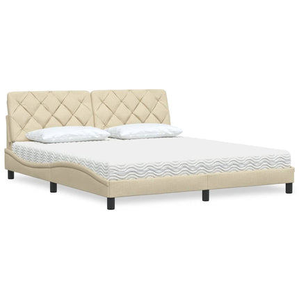 Seng med madras 180x200 cm stof cremefarvet