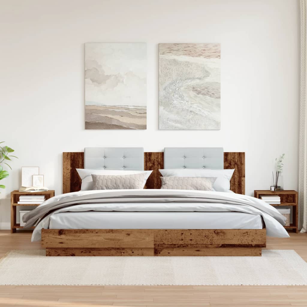 sengeborde 2 stk. 40x30x40 cm konstrueret træ gammelt trælook