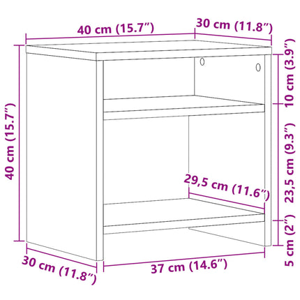 sengeborde 2 stk. 40x30x40 cm konstrueret træ gammelt trælook