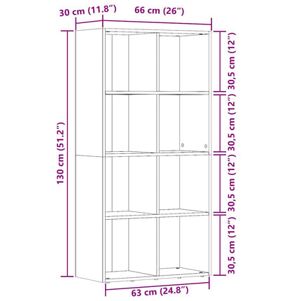 bogskab 66x30x130 cm konstrueret træ antikt træ