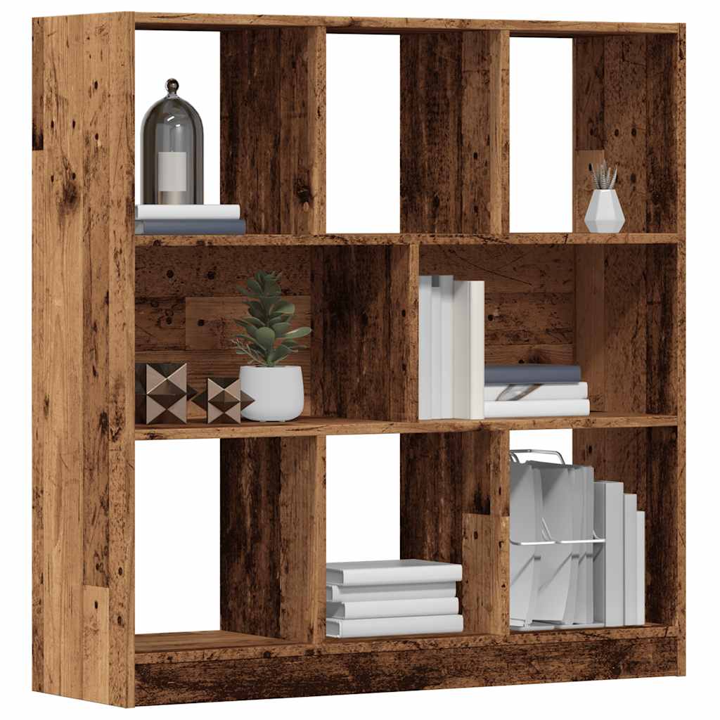 Bogreol med 8 rum - 97,5×29,5×100 cm - konstrueret træ i antikt træ-look