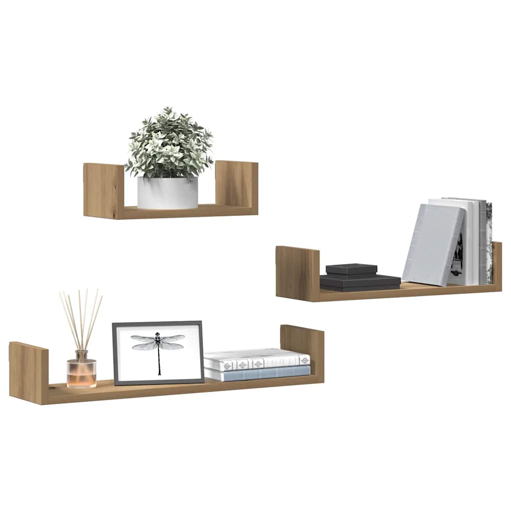 væghylder 3 stk. konstrueret træ kunsteg