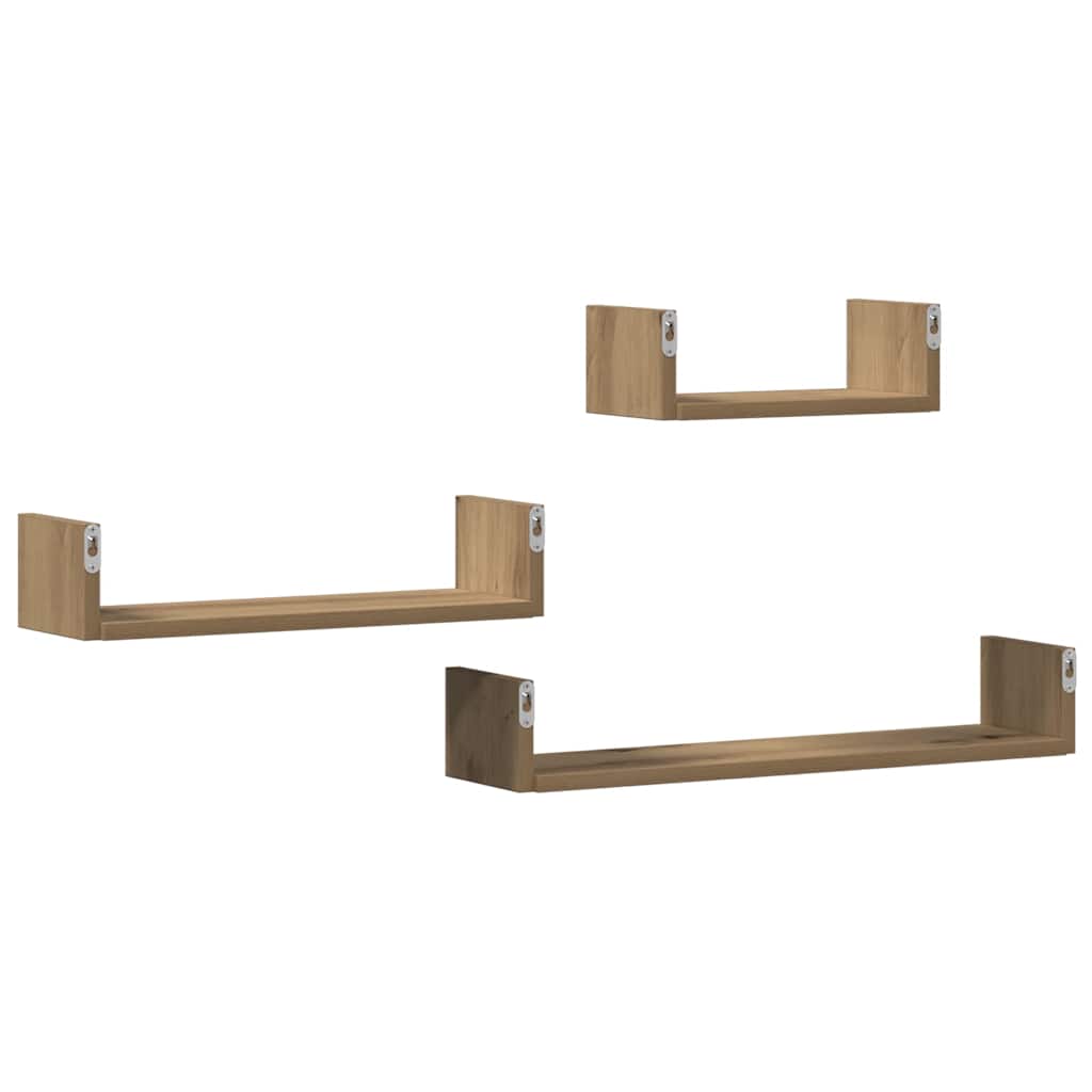 væghylder 3 stk. konstrueret træ kunsteg