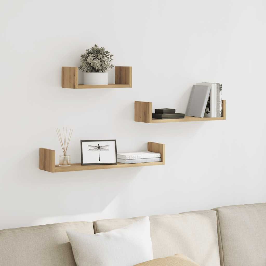 væghylder 3 stk. konstrueret træ kunsteg
