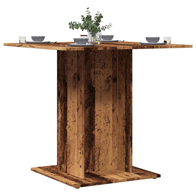spisebord 80 x 80 x 75 cm konstrueret træ antikt trælook