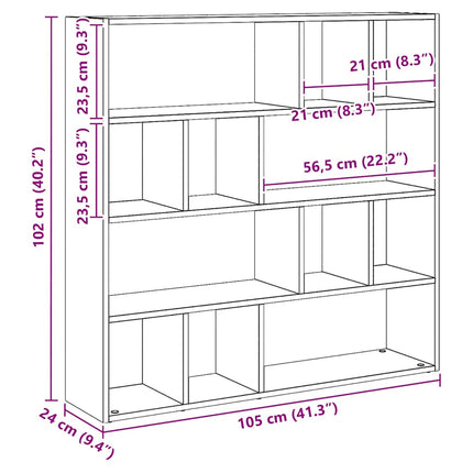 bogreol/rumdeler 105x24x102 cm kunsteg