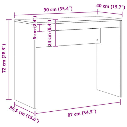 skrivebord 90x40x72 cm konstrueret træ kunsteg