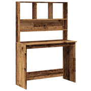 skrivebord m. hylder 102x45x148 cm konstrueret træ antikt træ