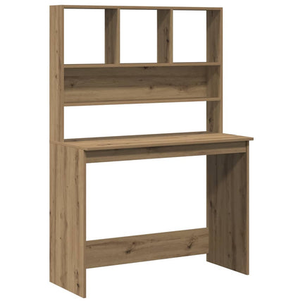 skrivebord m. hylder 102x45x148 cm konstrueret træ kunsteg
