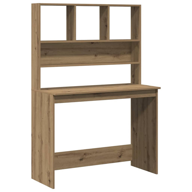 skrivebord m. hylder 102x45x148 cm konstrueret træ kunsteg