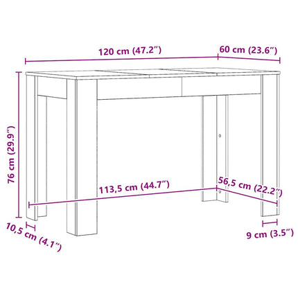 Spisebord artisan eg 120x60x76 cm konstrueret træ