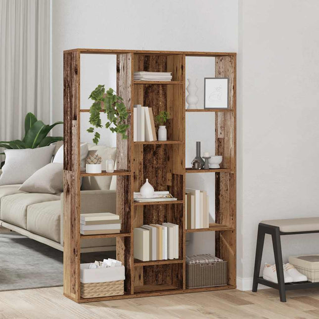 rumdeler/bogreol 100x24x140 cm konstrueret træ gammelt træ
