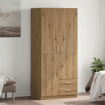 klædeskab 80x52x180 cm konstrueret træ egetræslook