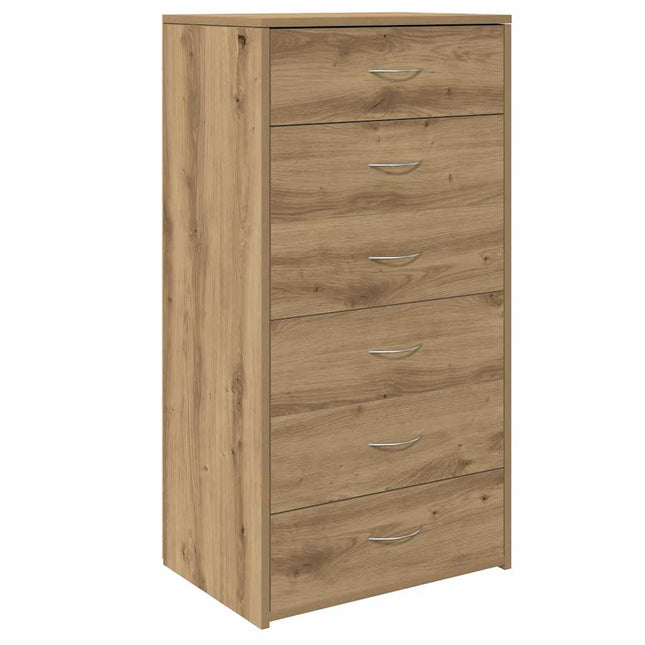 skænk med 6 skuffer 50x34x96 cm konstrueret træ artisan egetræ