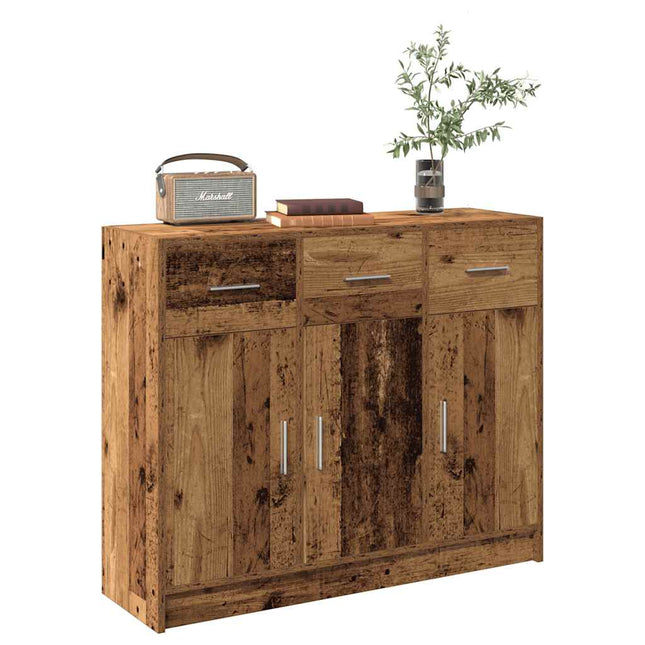 skænk 91x28x75 cm konstrueret træ antikt træ