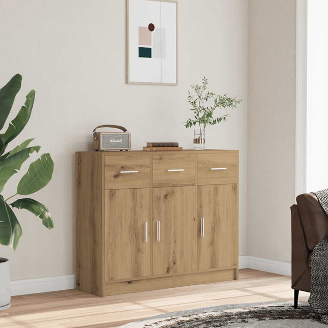 skænk 91x28x75 cm konstrueret træ kunsteg