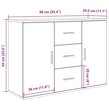 skænk 90x29,5x65 cm konstrueret træ antikt trælook