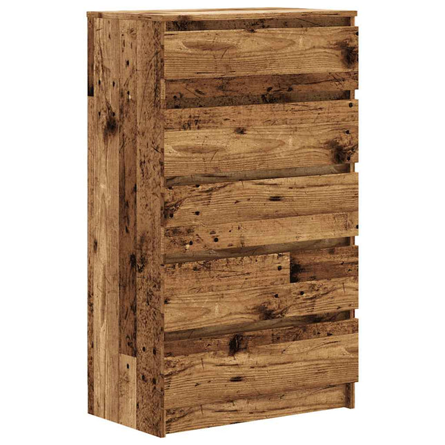 kommode 60x36x103 cm konstrueret træ antikt trælook