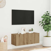 væghængt tv-bord 80x30x30 cm konstrueret træ kunsteg