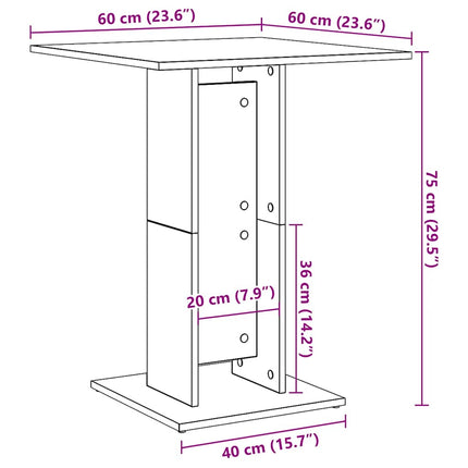 bistrobord 60x60x75 cm konstrueret træ antikt træ