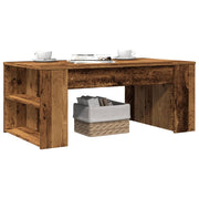 sofabord 102x55x42 cm konstrueret træ antikt trælook