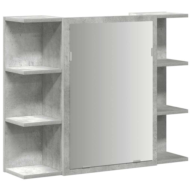 badeværelsesskab med spejl 80x20,5x64 cm spånplade betongrå