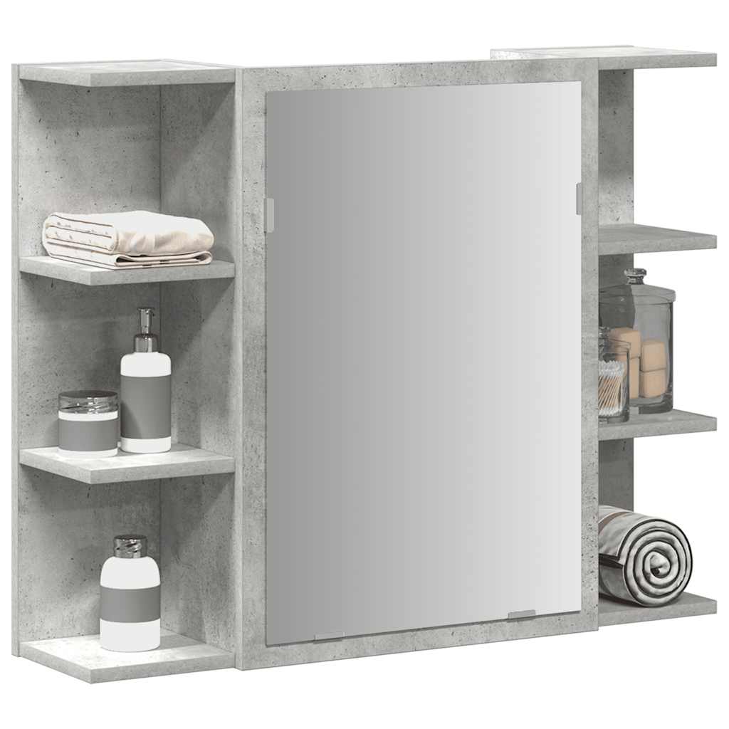Badeværelsesskab Med Spejl 80x20,5x64 Cm Konstrueret Træ - Betongrå