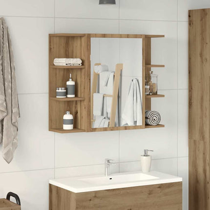 badeværelsesskab med spejl 80x20,5x64 cm konstrueret træ