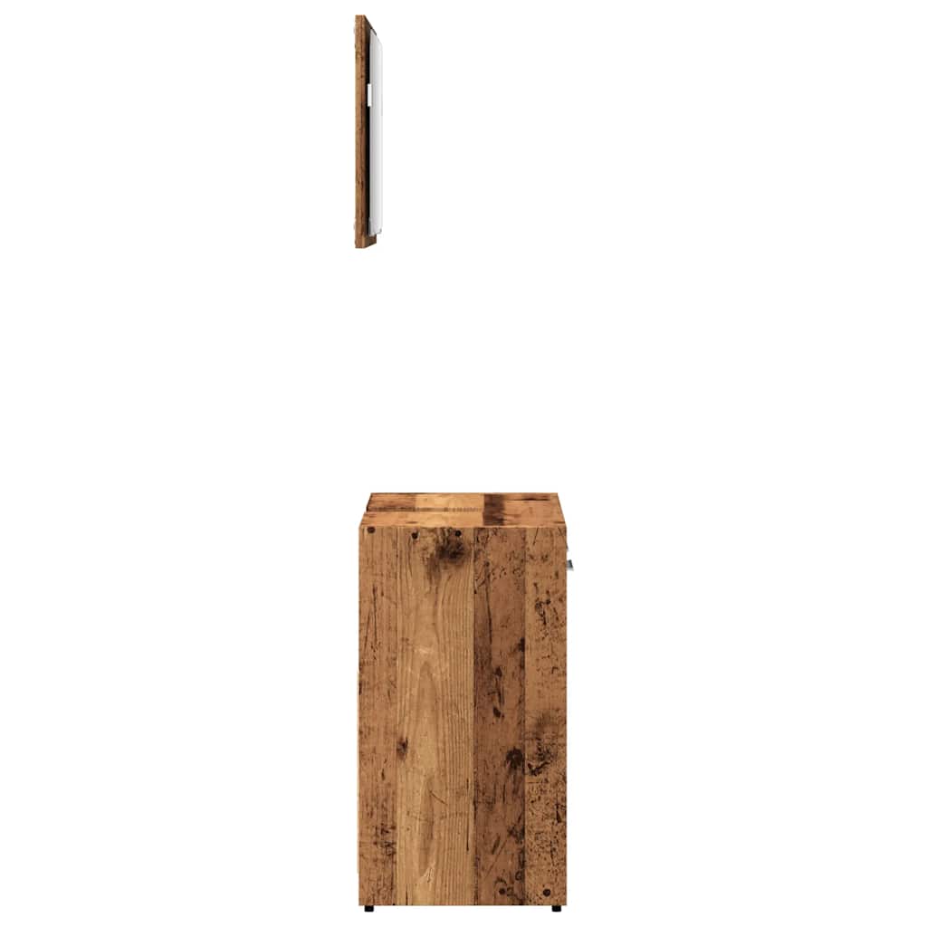 badeværelsesskab med spejl konstrueret træ antikt træ