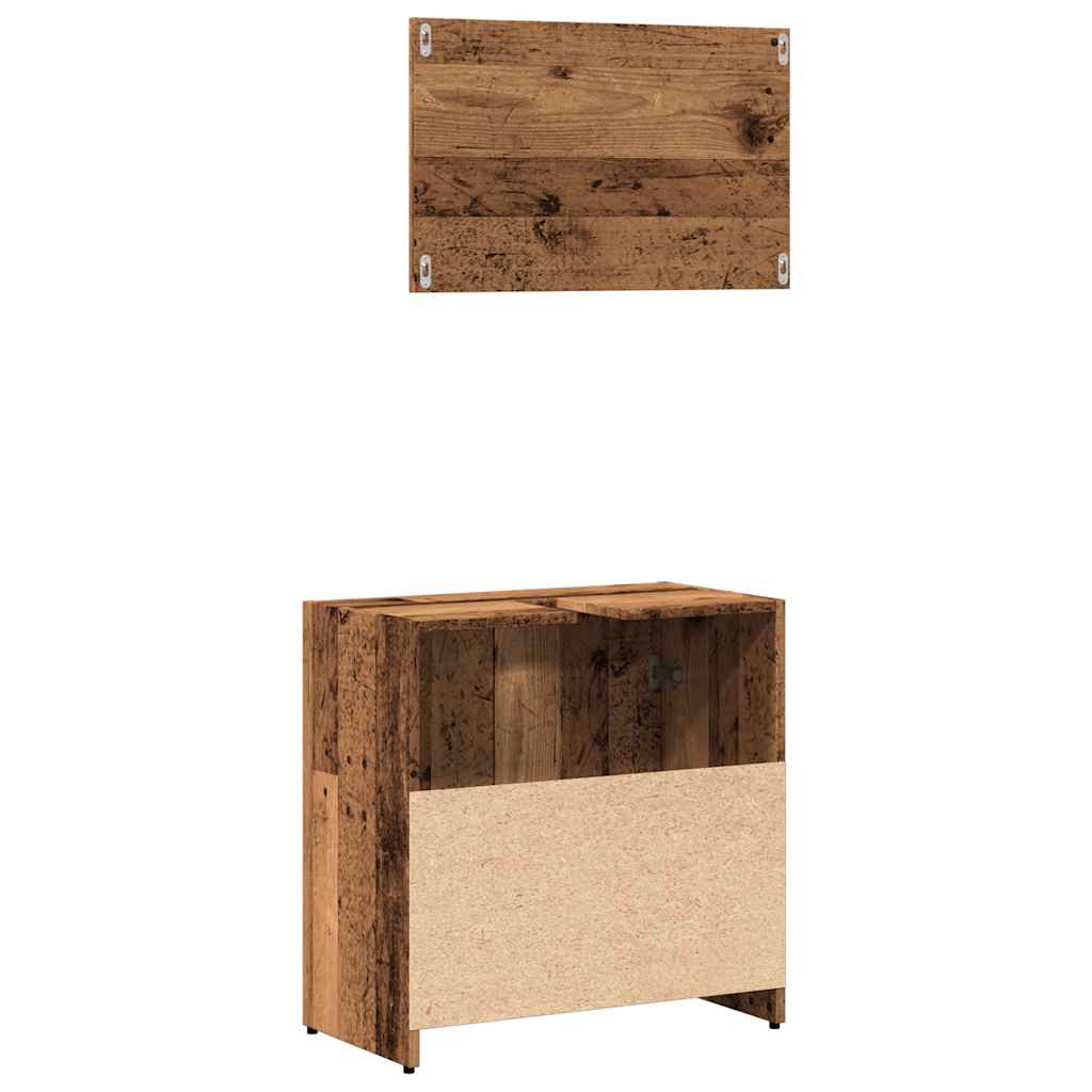 badeværelsesskab med spejl konstrueret træ antikt træ