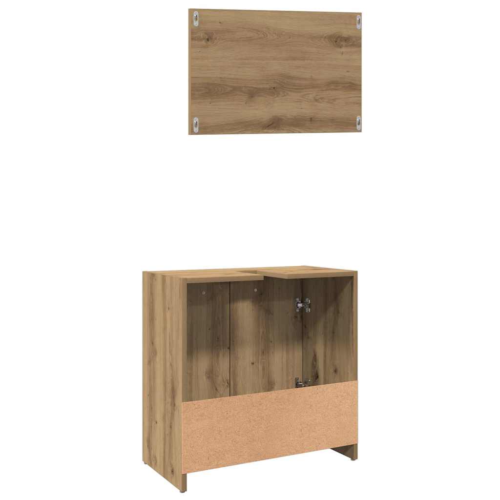 badeværelsesskab med spejl 58x33x60 cm konstrueret træ kunsteg