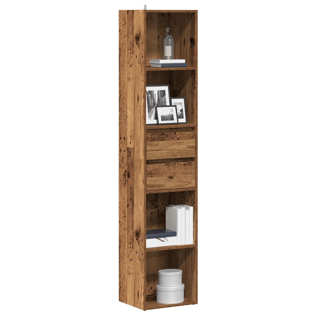Bogreol 36×30×171 cm i konstrueret træ - antikt træ