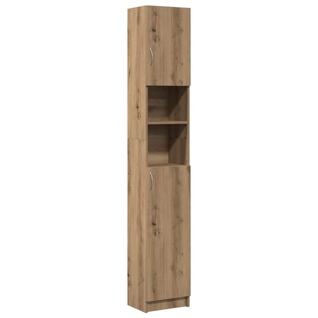badeværelsesskab håndlavet eg 32x25,5x190 cm konstrueret træ