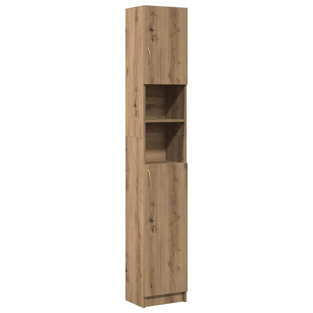badeværelsesskab håndlavet eg 32x25,5x190 cm konstrueret træ