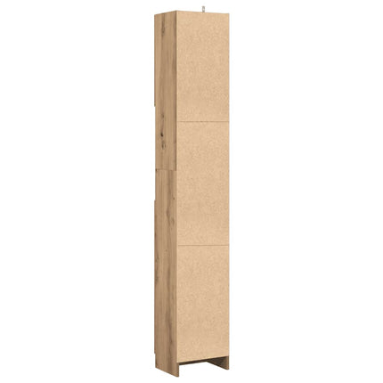 badeværelsesskab håndlavet eg 32x25,5x190 cm konstrueret træ