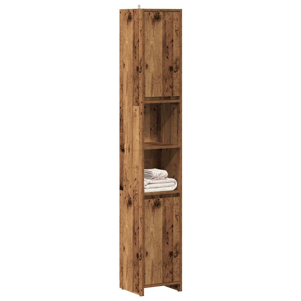 badeværelsesskab 30x30x183,5 cm konstrueret træ antikt træ billede