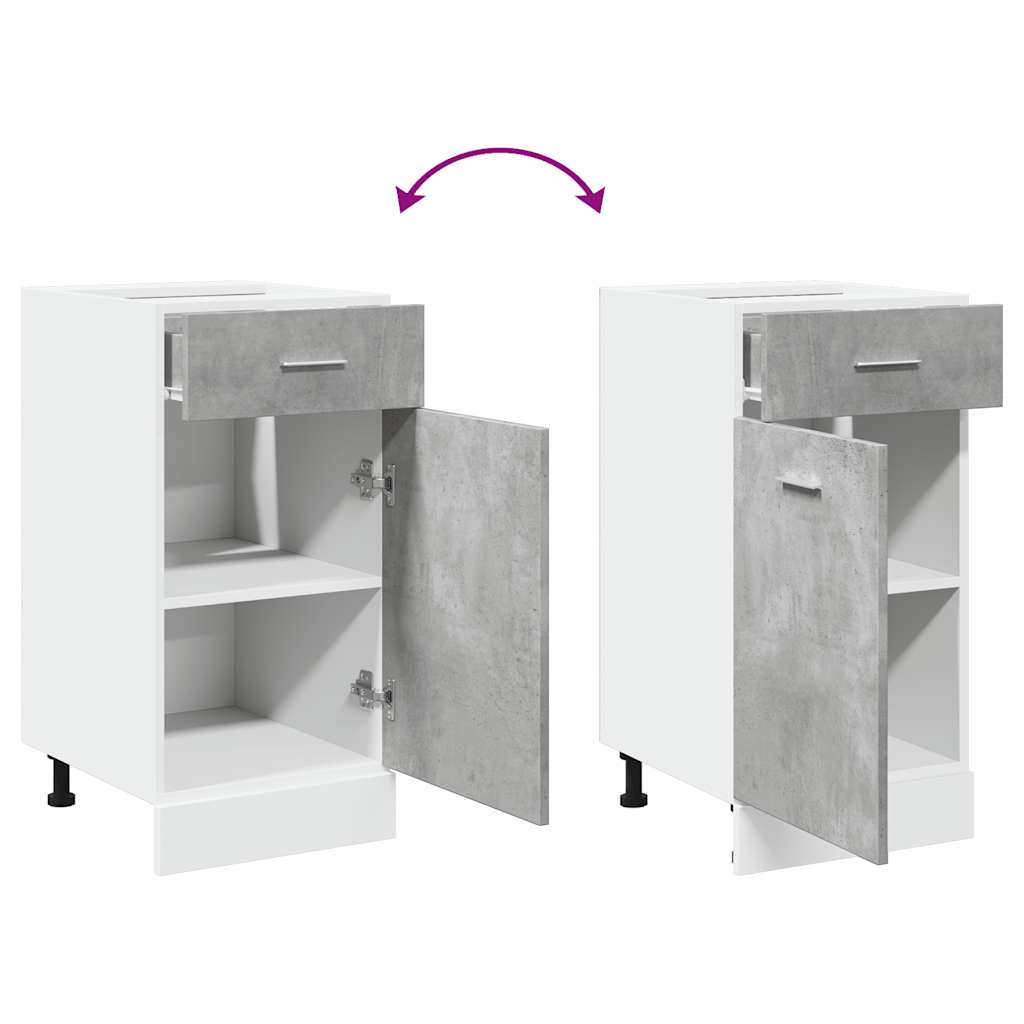 skuffebundskab "Lyon" betongrå 40x46x81,5 cm konstrueret træ