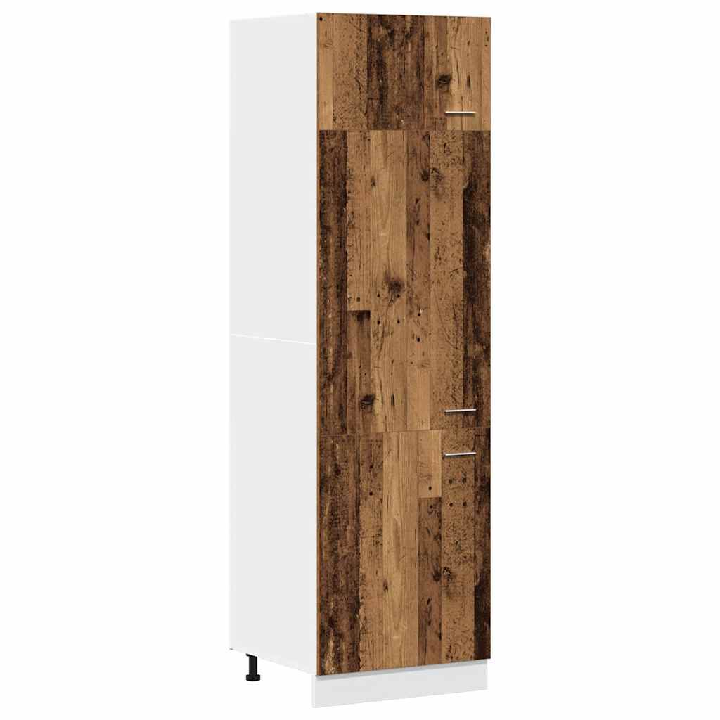 køleskabsskab "Lyon" gammelt træ 60x57x207 cm konstrueret træ