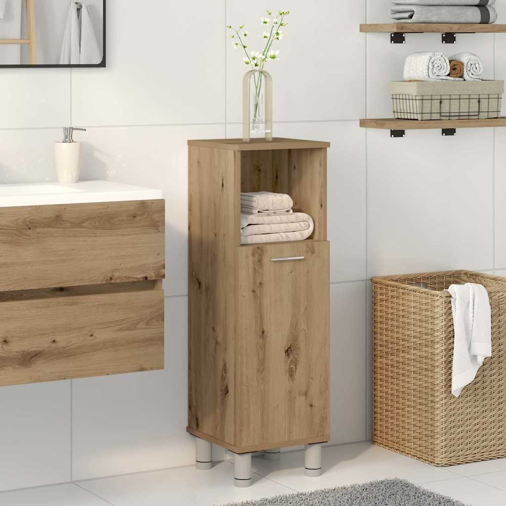 Badeværelsesskab 30×30×95 cm i konstrueret træ - egetræsfarvet