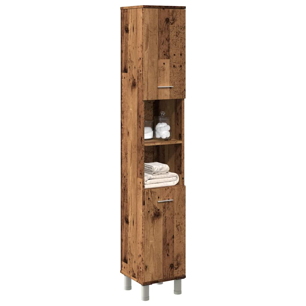 badeværelsesskab 30x30x179 cm spånplade antikt træ billede