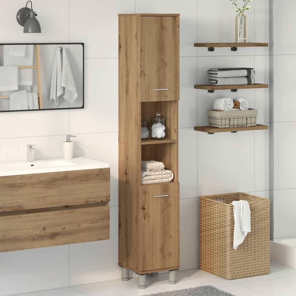 badeværelsesskab 30x30x179 cm konstrueret træ kunsteg billede