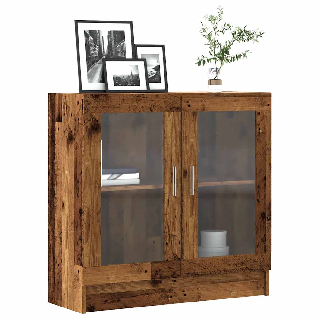 Bogskab med glaslåger - 82,5×30,5×80 cm, konstrueret træ, antikt træ