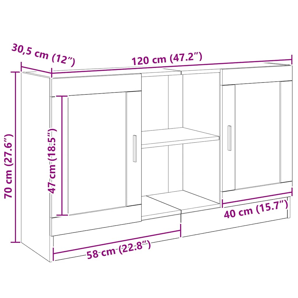 skænk 120x30,5x70 cm konstrueret træ kunsteg
