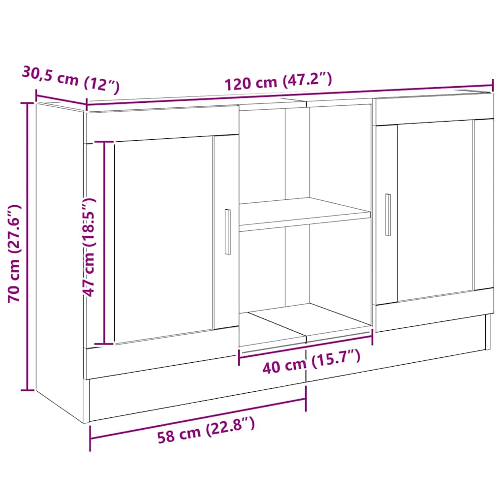 skænk 120x30,5x70 cm konstrueret træ kunsteg