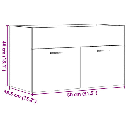 skab til håndvask 80x38,5x46 cm konstrueret træ sonoma-eg