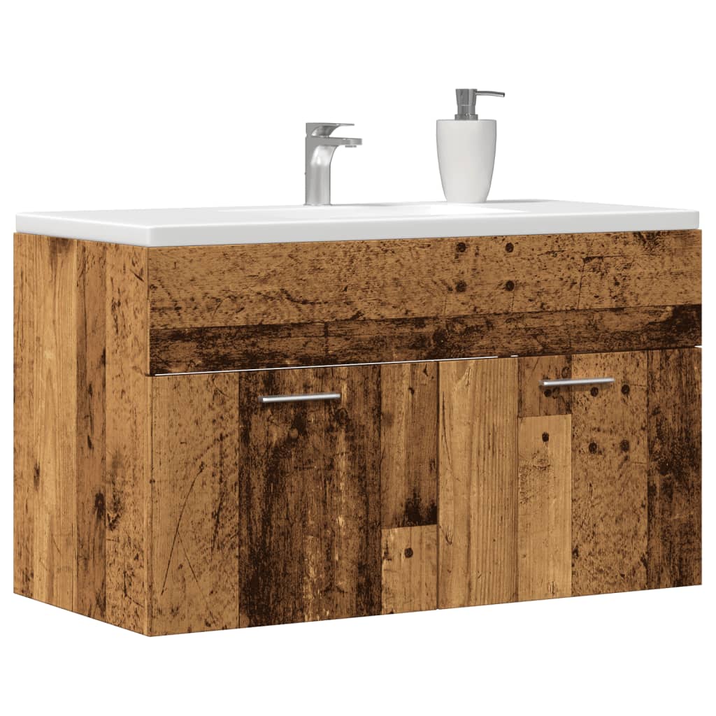 Badeværelsesvaskeskab 80×38,5×46 cm - antikt træ, væghængt underskab i konstrueret træ
